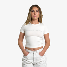 Load image into Gallery viewer, Rhinestone Cropped Tee White - Limited Drop
