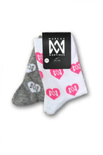 Load image into Gallery viewer, Socs - Heart Socks 2-PK - White &amp; Gray
