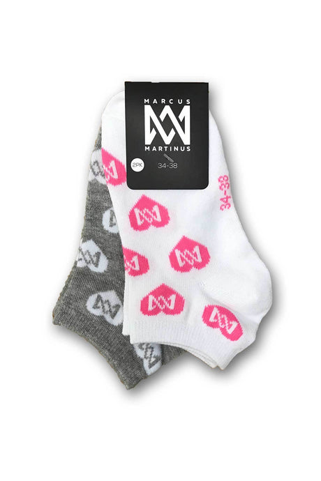 Socs - Low Cut Heart Socks 2-PK - Black & White